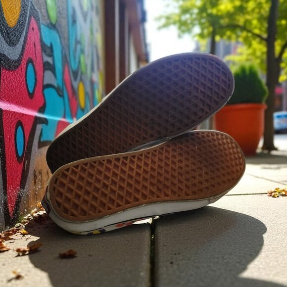 Vans Low Top Floral Rainbow Smiley Face Skater Sneakers Men's 11 - Picture 4 of 7